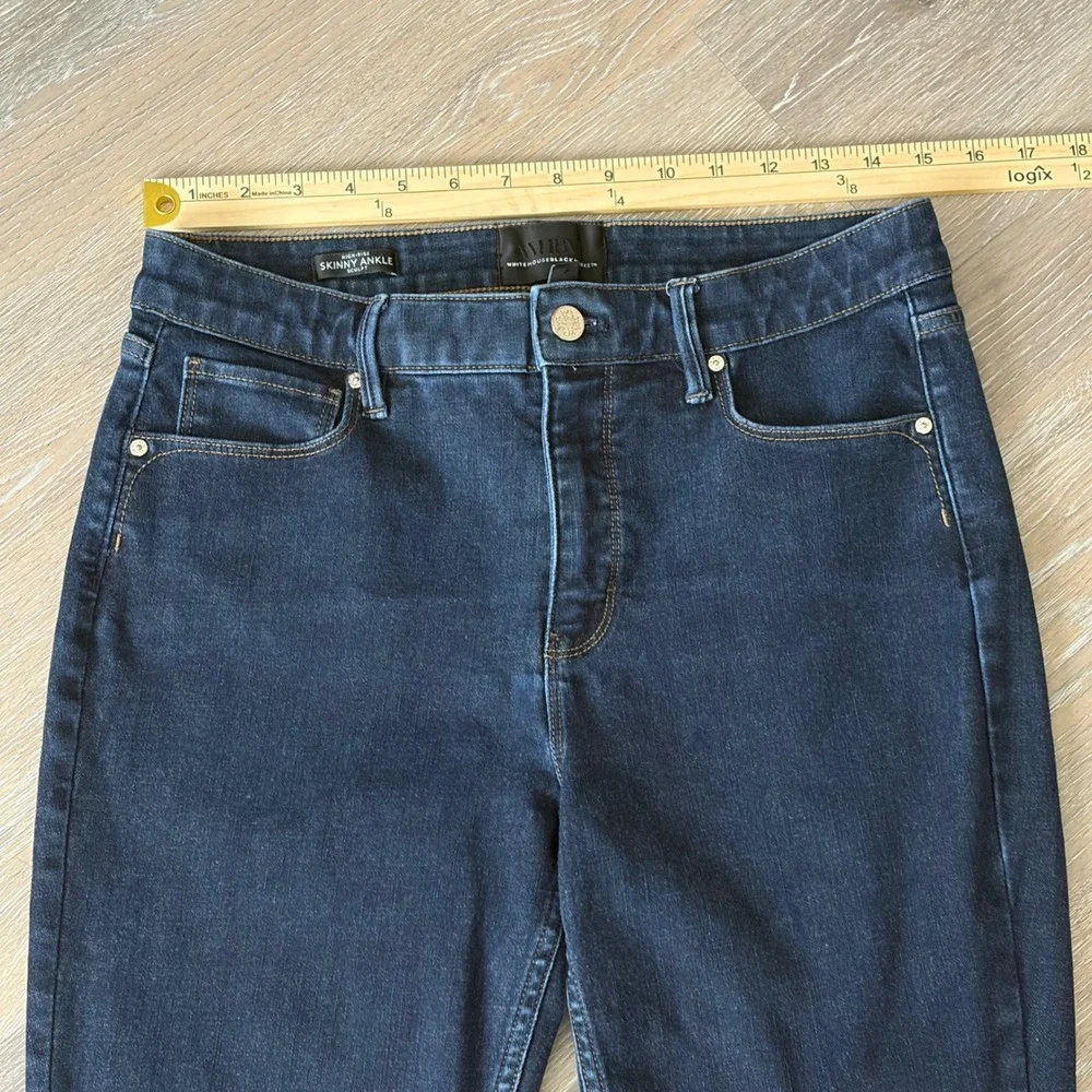 White House Black Market High Rise Skinny Ankle Sculpt Jeans Indigo Blue Size 10